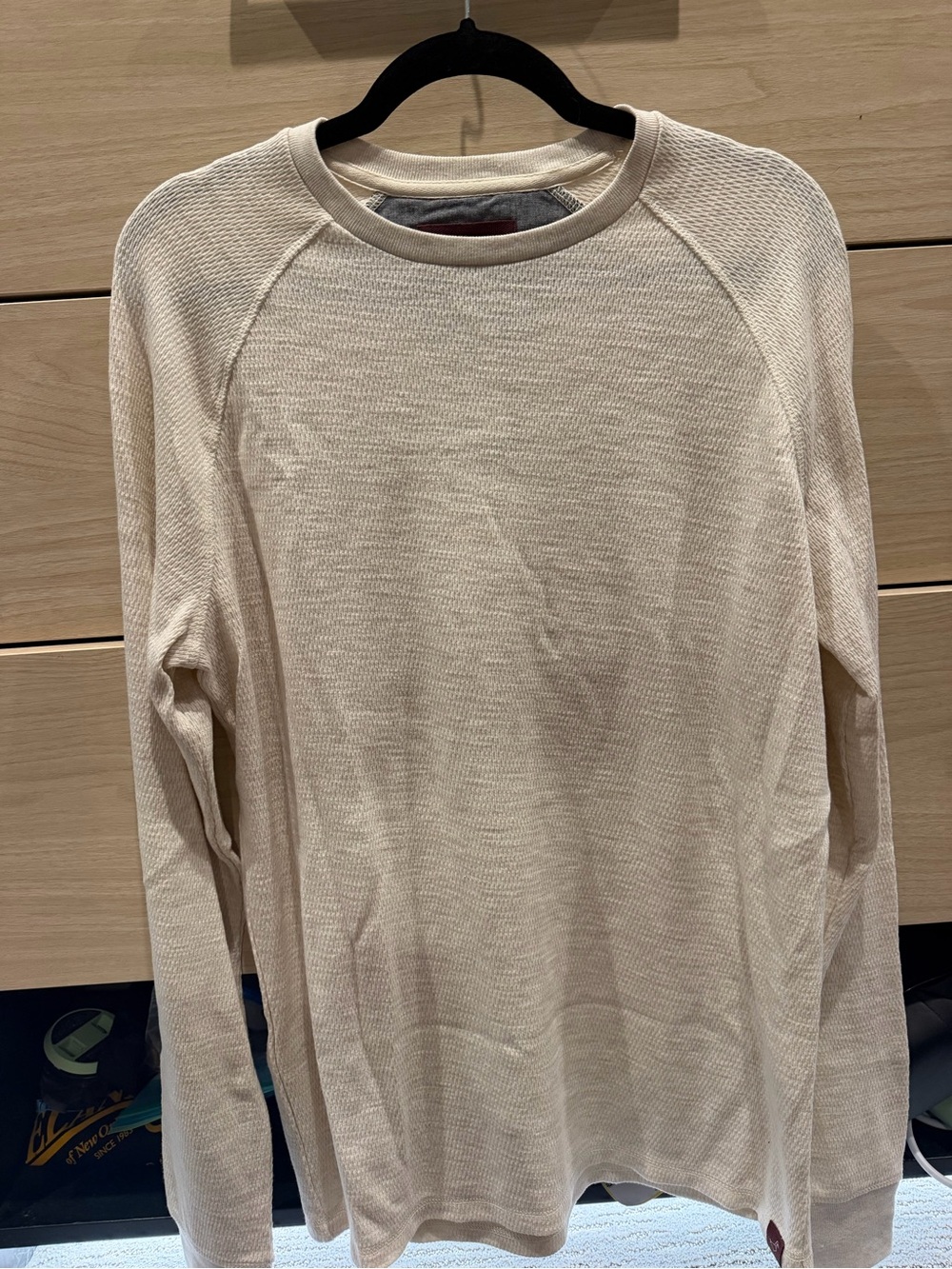 Off-White Long-Sleeve Waffle Crew Neck Tee - Cream